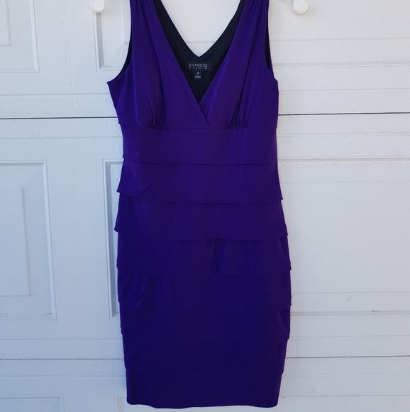Enfocus Studio Purple Bodycon V-Neck Dress - Picture 2 of 6